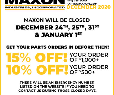 December Closure Dates & Parts Deal!