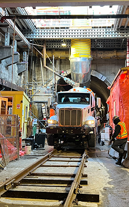 Placing Concrete on REM Light Rail