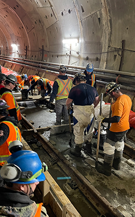 Placing Concrete on REM Light Rail